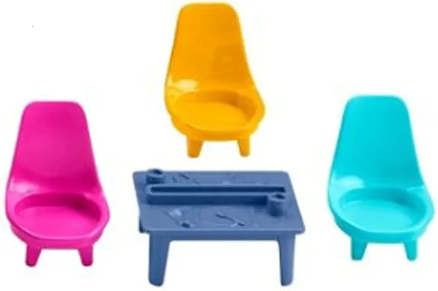 Replacement Parts for Fisher-Price Little People Friends Together Play House Playset - HBY89 ~ Replacement Table and 3 Chairs ~ Pink, Orange and Blue