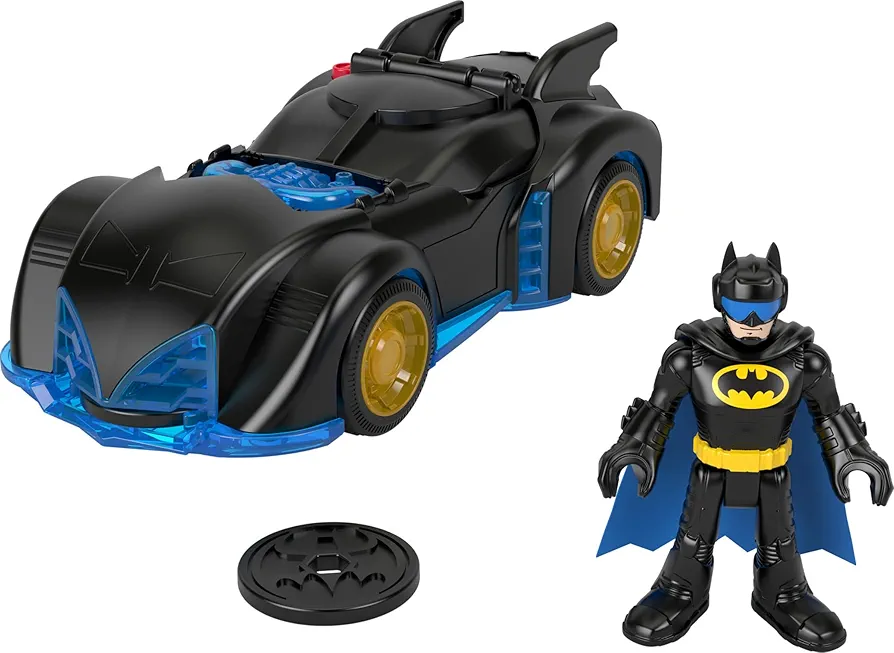 Fisher-Price Imaginext DC Super Friends Batman Toys Shake & Spin Batmobile with Poseable Figure for Preschool Pretend Play Ages 3+ Years