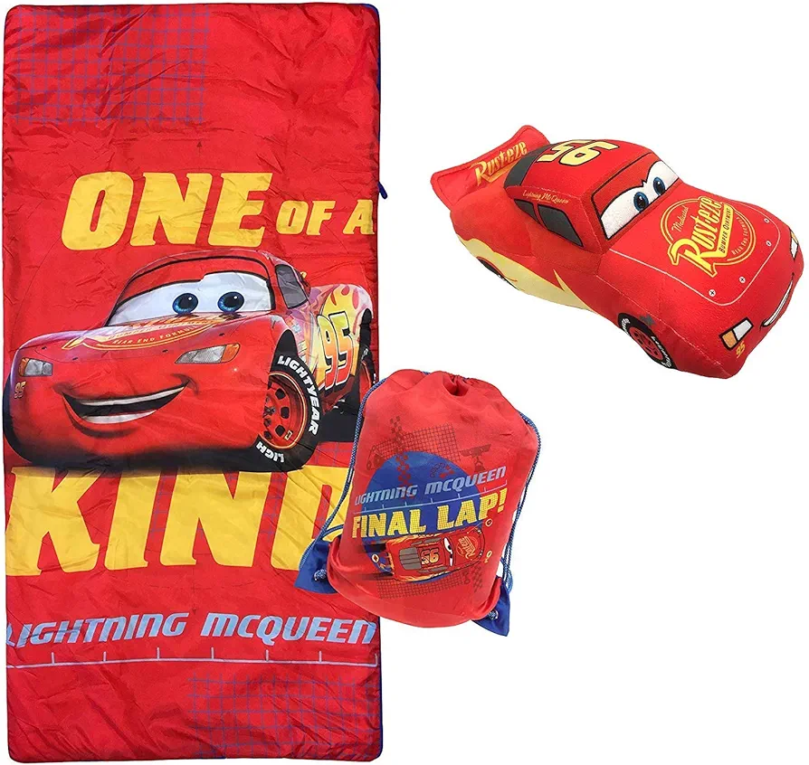 Jay Franco Disney Pixar Cars Lightning McQueen Pillow Buddy and Sleeping Bag Bungle