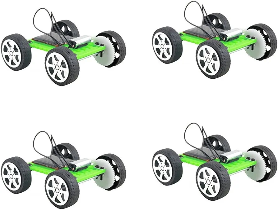 4pcs/Set Children DIY Assemble Solar Power Car Toy Kit Science Educational Gadget Hobby