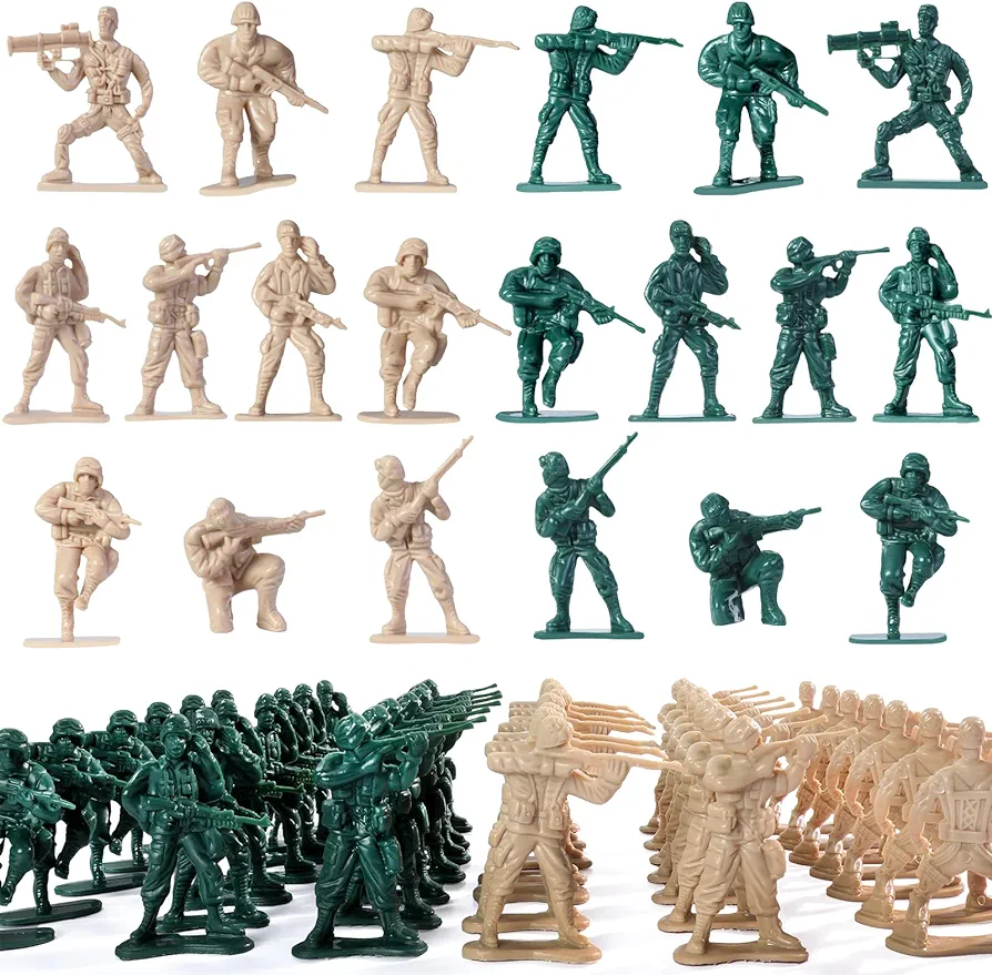 200PCS Army Men Toy Soldiers, Plastic Army Men Action Figures, 10 Poses Yellow and Green Soldiers Playset for Boys Birthday Gift