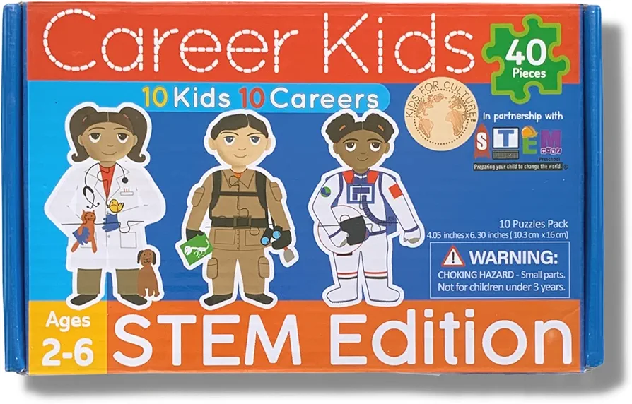 Kids for Culture: Career Kids: STEM Edition Puzzle-10 Puzzle Pack-40 pieces. Interchangeable Heads and Body. STEM Education Ages-2-6