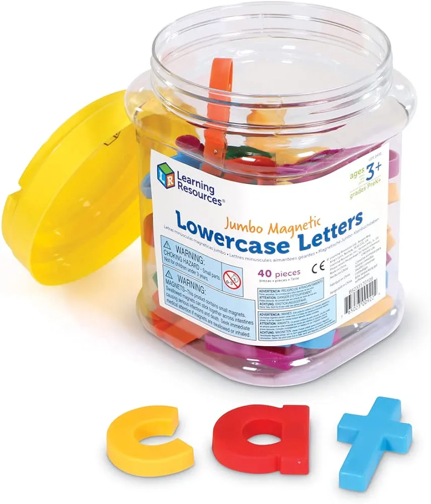 Learning Resources Jumbo Magnetic Lowercase Letters, Develops Letter and Color Recognition Skills, ABC for Kids, Alphabet, Educational Toys for Toddlers, Set of 40 Pieces, Ages 3+