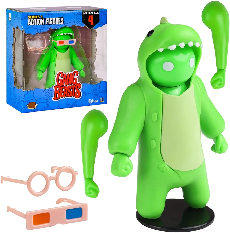 Gang Beasts Action Figures | Green | Collectible Toys. 6.5 Inch Kids Toys | Superhero Toys for Boys & Girls. 4 to Collect | Accessories | Official Gang Beasts Collectibles