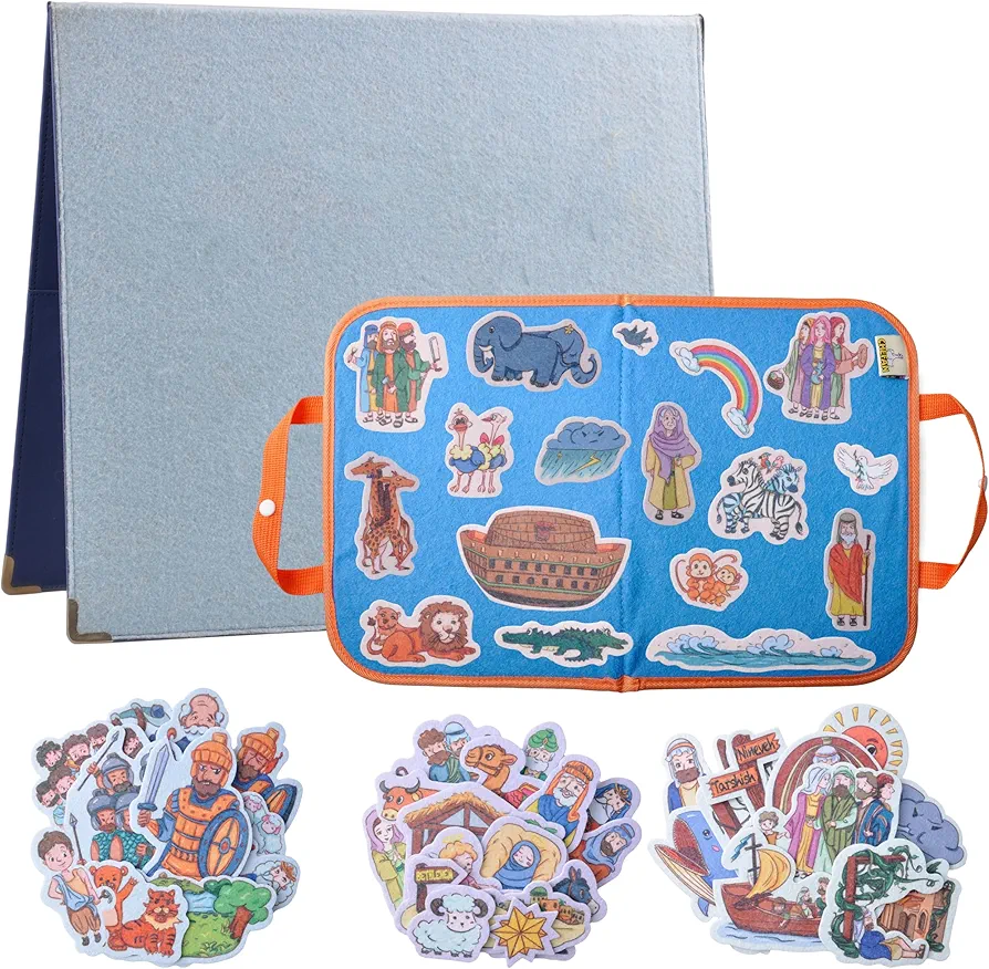 CHEFAN 4 Sets Bible Felt Board Stories Set and large Foldable Felt Board Bundle