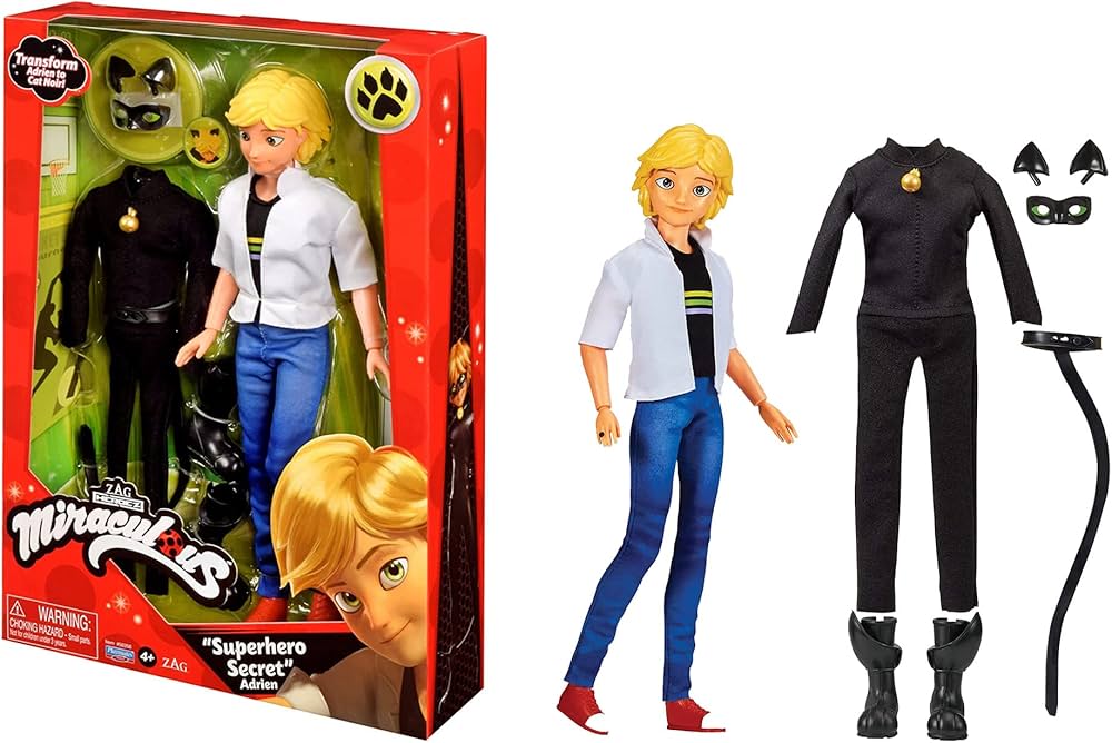 Miraculous Ladybug Superhero Secret Adrien with Cat Noir Outfit by Playmates Toys