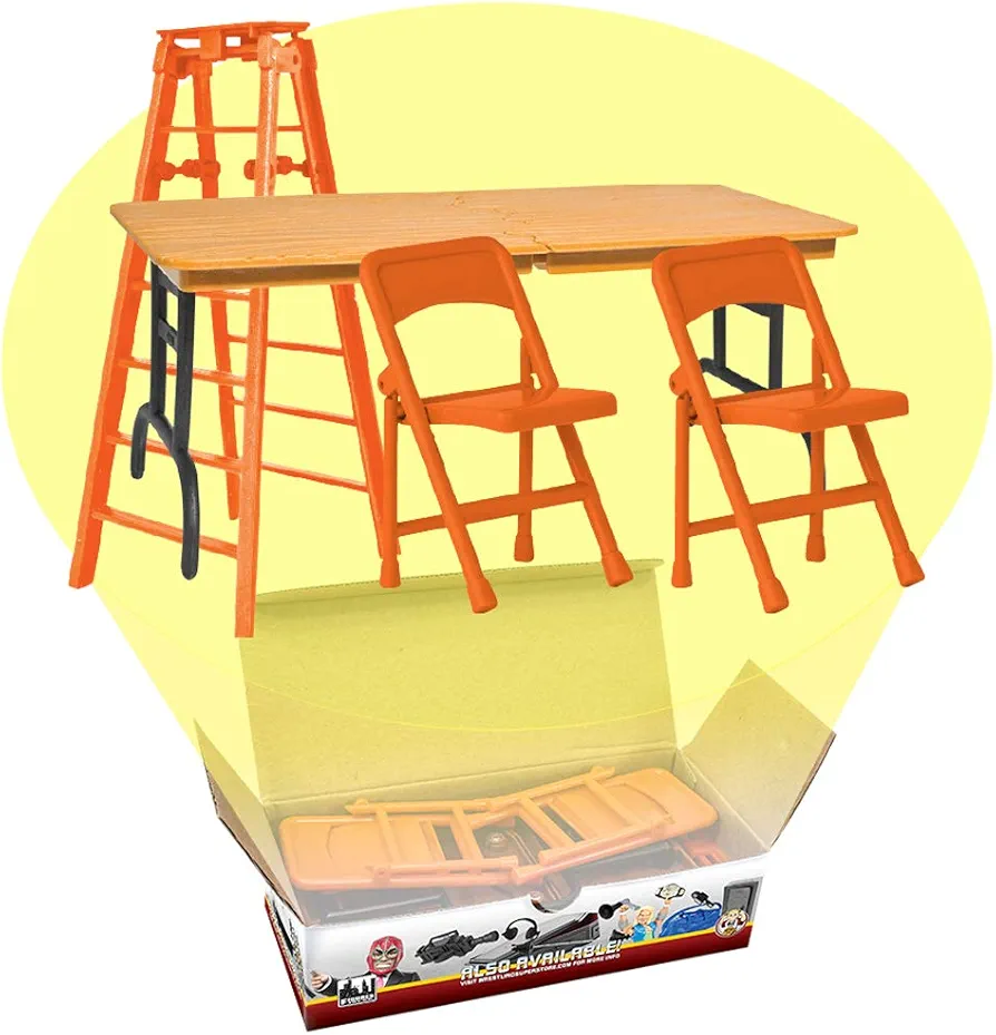 ULTIMATE Ladder, Table & Chairs Orange Playset for Wrestling Action Figures