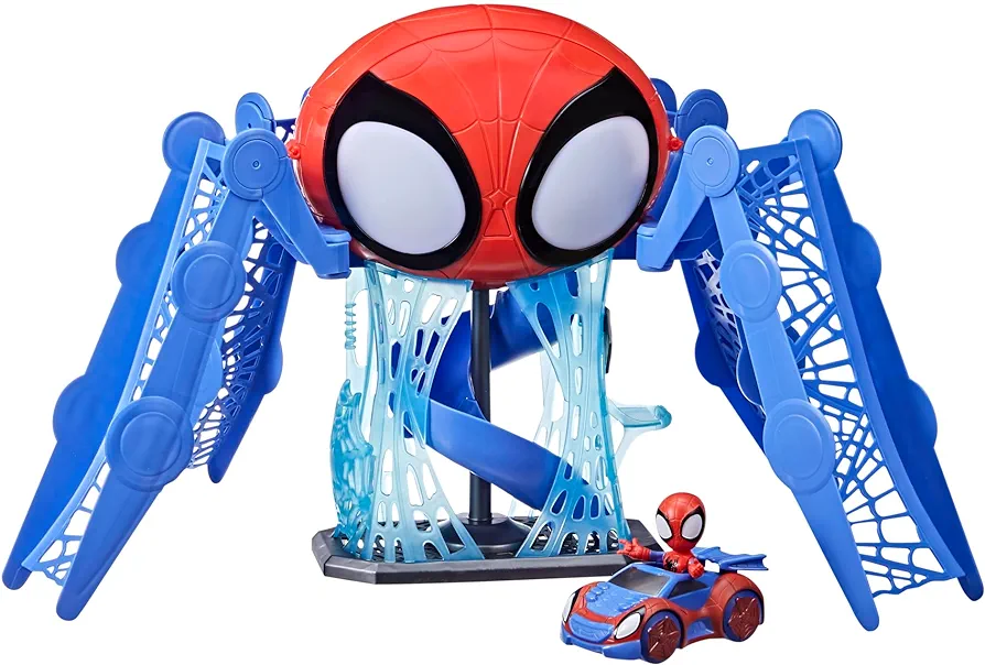 Spidey and His Amazing Friends Web-Quarters Playset with Lights and Sounds, Includes Marvel Spidey Figure and Vehicle, Kids Ages 3 and Up