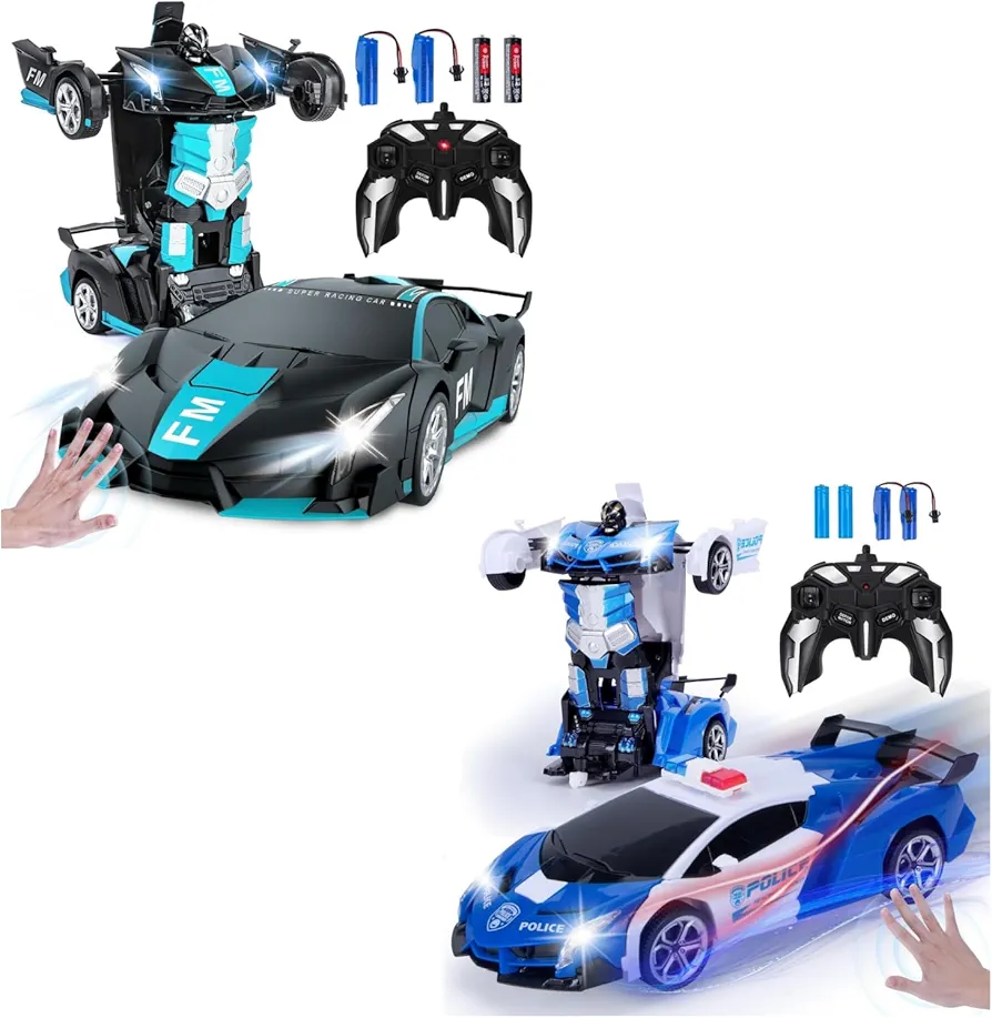 Wrystte Remote Control Car for Boys,Gesture Sensing Transform 2.4Ghz RC Cars with Light Music,Kids Toys for Ages 4-12, One Button Deformation,360 Degree Rotating Drift, Xmas Birthday Gift for Boys