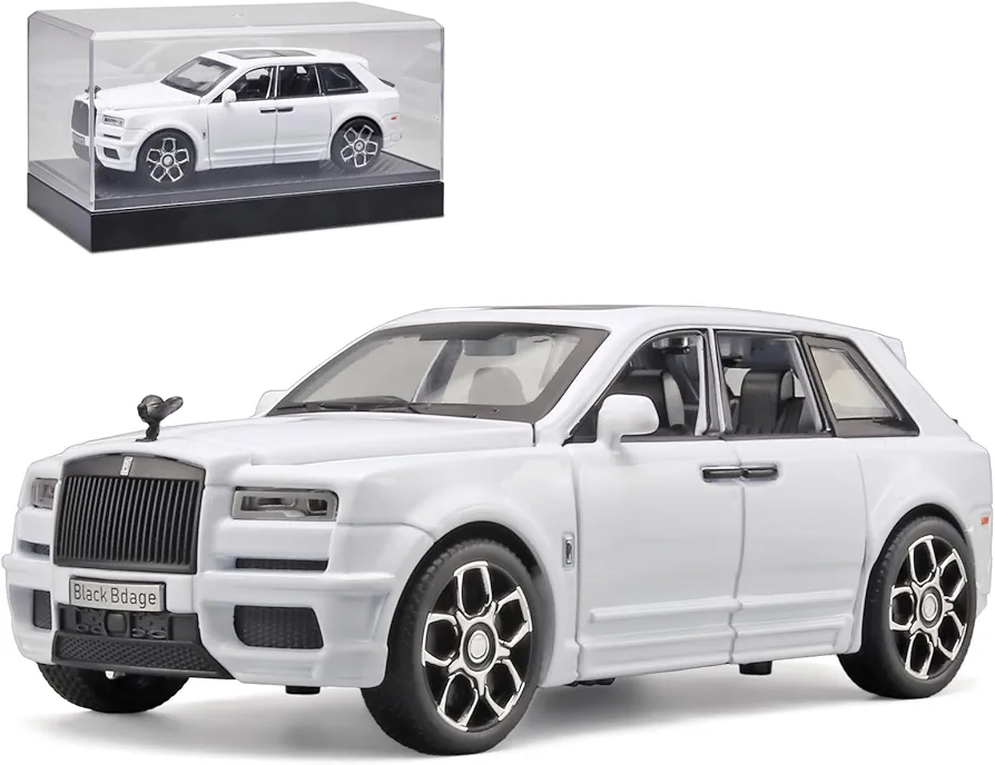 Collectibles Exquisite Car Model 1:32 Rolls-Royce Cullinan Die Cast Metal Model Cars,Pull Back Toy Cars with Light and Sound,Cars Toys Gifts for Age 3+ Year Old Boys（White）