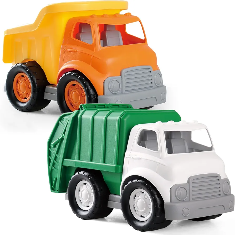 PLAY Eco-Friendly Garbage Truck & Toys Dump Truck, [USDA Certified] No BPA/Phthalate/PVC, Recycled Bioplastic Car Toys Vehicle Gift for Kids