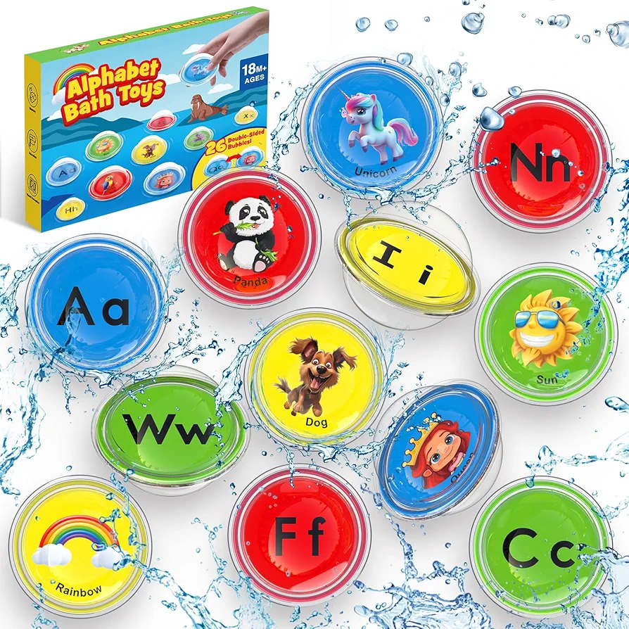 Bath Toys for Kids - 26 PCS Float & Find Alphabet Bubbles Baby Pool Toys for Toddlers 1-3,Water Table Bathtub Kids Party Toy,Preschool Learning Toys Gifts for Boys Girls Age 1 2 3 4 5