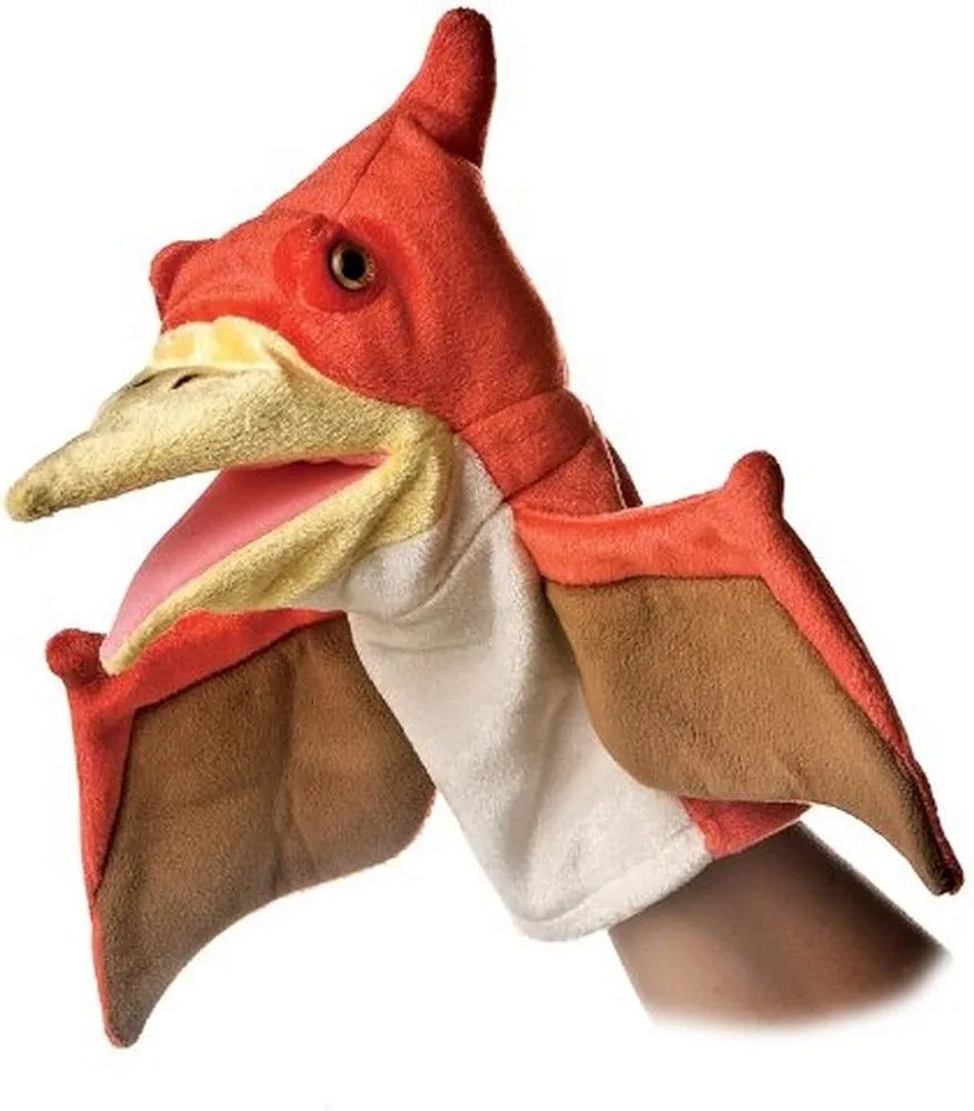 Aurora® Interactive Hand Puppet Pteranodon Stuffed Animal - Storytelling Adventures - Playful Learning - Orange 10 Inches