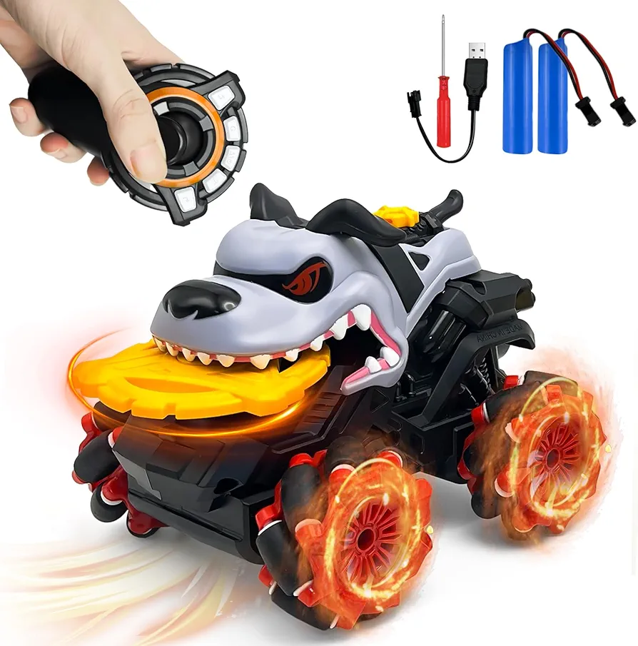 2.4Ghz Remote Control Car, Dog Competitive Competition RC Cars, High Speed Electric Road Truck Fast Racing Vehicle Hobby Toy Car 2 Batteries for Kids Teens Adults Boys