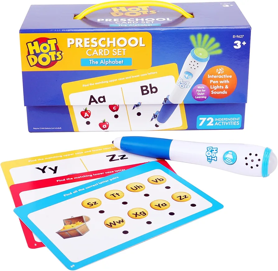 Educational Insights Hot Dots Alphabet Set with 72 Activities, Learn to Read Preschool Set with Interactive Pen, Ages 3+, Medium