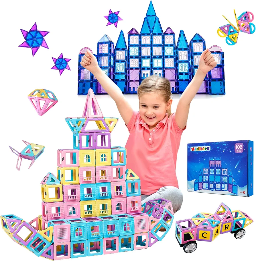 MAGBLOCK Magnetic Building Blocks Magnetic Frozen Tiles Princess Preschool STEM Learning Toys