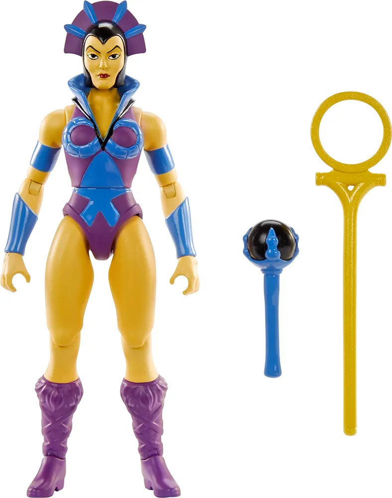 Masters of the Universe Origins Toy, Evil-Lyn Cartoon Collection Action Figure, 5.5-inch MOTU Villain, 16 Articulations, Wand & Staff & Comic