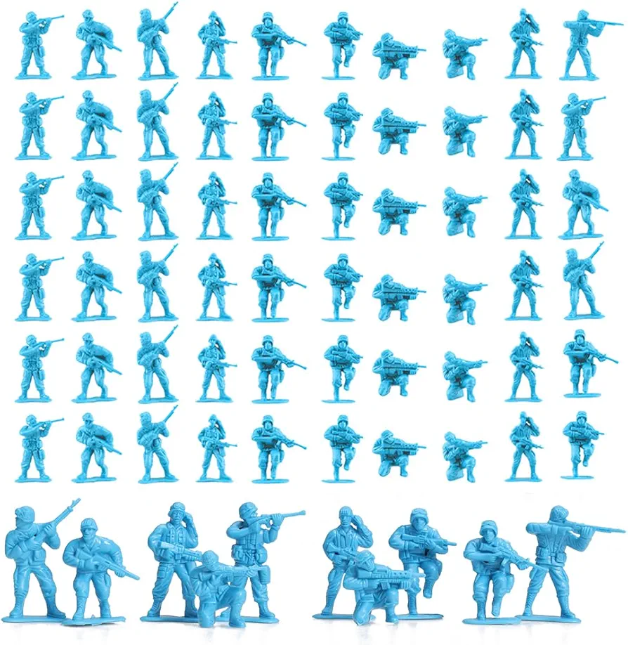 ViiKONDO Army Men Toy Blue Soldier 100pcs/Bag US Special Forces Action Figure Classic Military Guy 1/32 Scale 10 Poses Fun Wargame Boy Gift