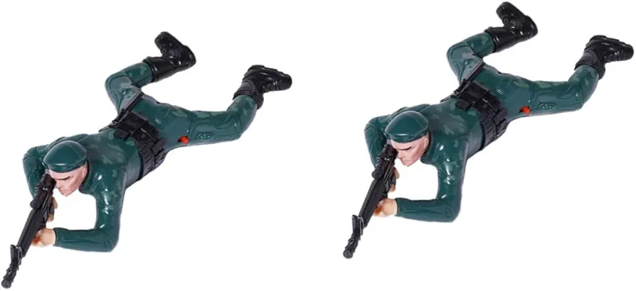 Abaodam Soldier Figures 2 Pcs Reptile Figure Toy Vocalize Plastic Playset Man Electric Crawling Soldier