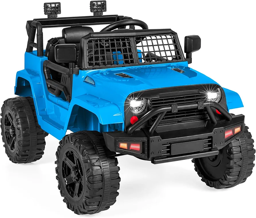 Best Choice Products 12V Kids Ride On Truck Car w/Parent Remote Control, Spring Suspension, LED Lights, AUX Port - Blue