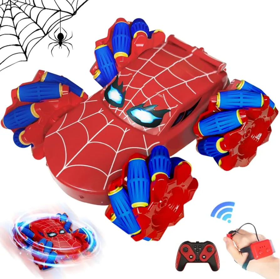 Spider Toys for Boys 4-6 Remote Control Car Gesture Sensing RC Stunt Car with LED Lights 8-10 for 3 4 5 7 9 6 8 10 Year Old Boy Birthday Gift