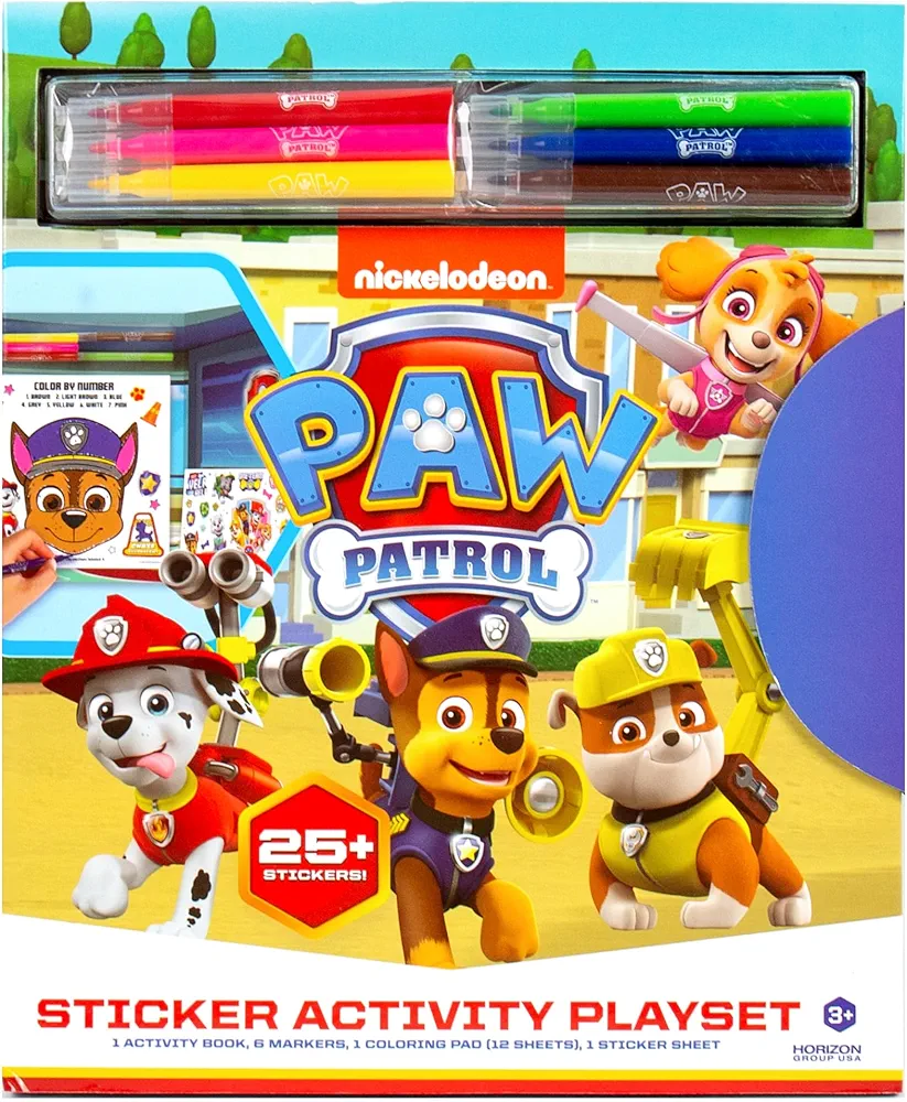 Paw Patrol Sticker Activity Playset, Over 25 Reusable Paw Patrol Stickers, 2 Sticker Play Scenes, Paw Patrol Repositionable Stickers, Paw Patrol Car Activity, Travel Activity for Kids & Toddlers