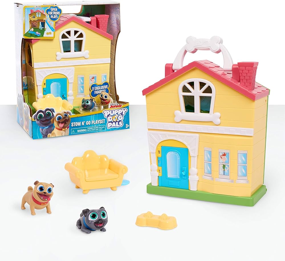 Puppy Dog Pals Stow N' Go Playset with Handle, Travel Toys for Kids, Officially Licensed Kids Toys for Ages 3 Up by Just Play