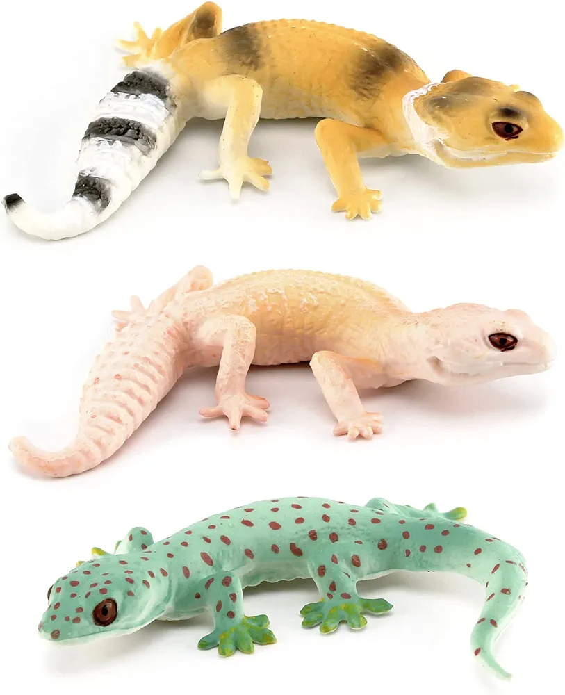 Mini Chameleon Toys Figures Realistic Lizard Figures 3PCS Tropical Forest Animals Figurines School Project Model for Kids Toddlers Birthday Gift Cake Toppers