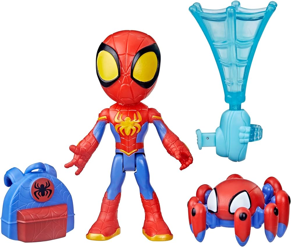 Spidey and His Amazing Friends Web-Spinners Spidey 4-Inch Action Figure with Accessories, Web-Spinning Accessory, Marvel Toys for Kids, Ages 3 and Up