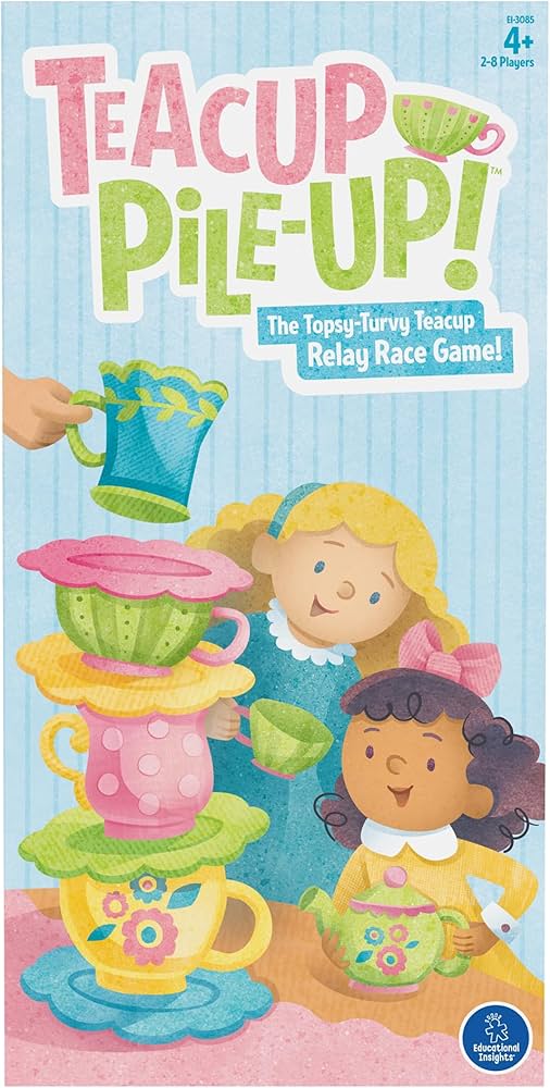 Educational Insights Teacup Pile-Up! Relay Game, Preschool Board Game, Gift for Kids Ages 4+