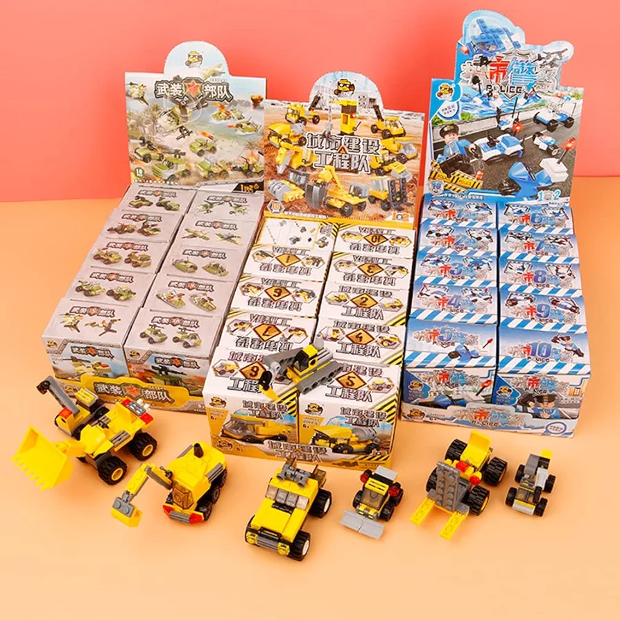 Mini Building Blocks Cars Toys Sets 30 Packs Assembly Mini Cars Toys for Boys, Girls STEM Building Car Plane Construction Truck Fire Tank Police Engineering Cars Party Gifts for Kids