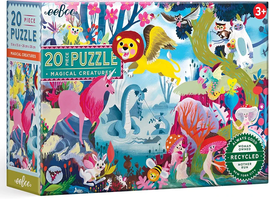 eeBoo: Magical Creatures - 20 Piece Puzzle - 15 x 11 Kids Jigsaw, Glossy Pieces, Preschool Puzzle, Ages 3+