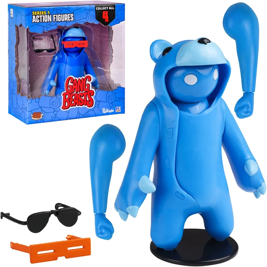 Gang Beasts Action Figures | Blue | Collectible Toys. 6.5 Inch Kids Toys | Superhero Toys for Boys & Girls. 4 to Collect | Accessories | Official Gang Beasts Collectibles