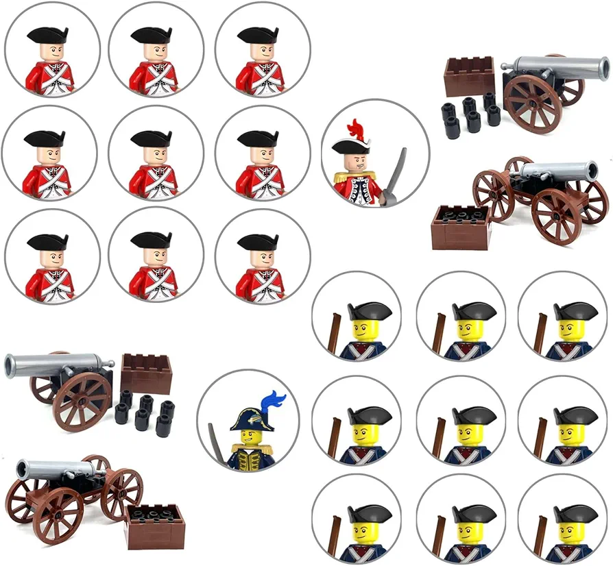 24pc Revolutionary War Mini Soldiers, War Soldiers Set Red vs Blue Coats, Civil Army Battle Soldiers, Birthday Gift for Boys and Girls