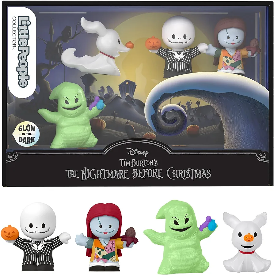 ​Little People Collector Disney Tim Burton’s The Nightmare Before Christmas Special Edition Set for Adults & Fans, 4 Figures in Display Box