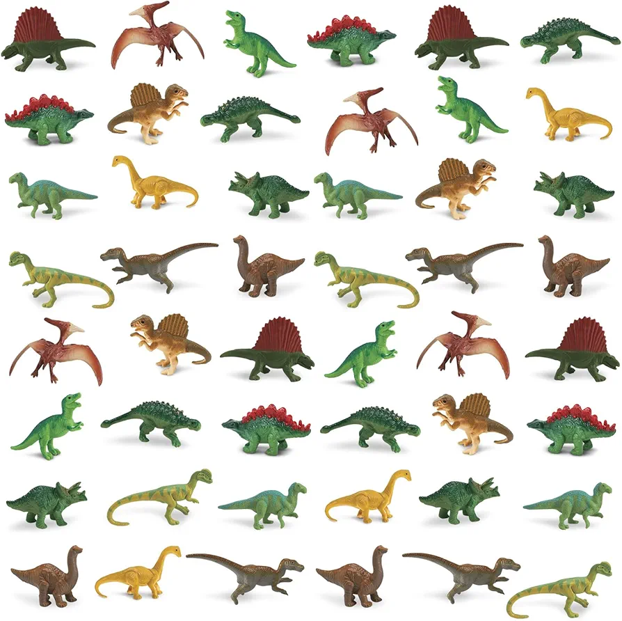 Safari Ltd. Dinosaurs Bulk Bag - Set of Miniature Toy Dinosaur Set - 48 Piece Collection for Boys, Girls & Kids Age 3+