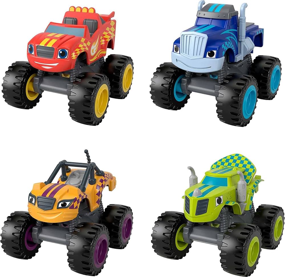 Fisher-Price Blaze and The Monster Machines Diecast Toys, Racers 4 Pack of Push-Along Metal Vehicles for Pretend Play Preschool Kids Ages 3+ Years (Amazon Exclusive)