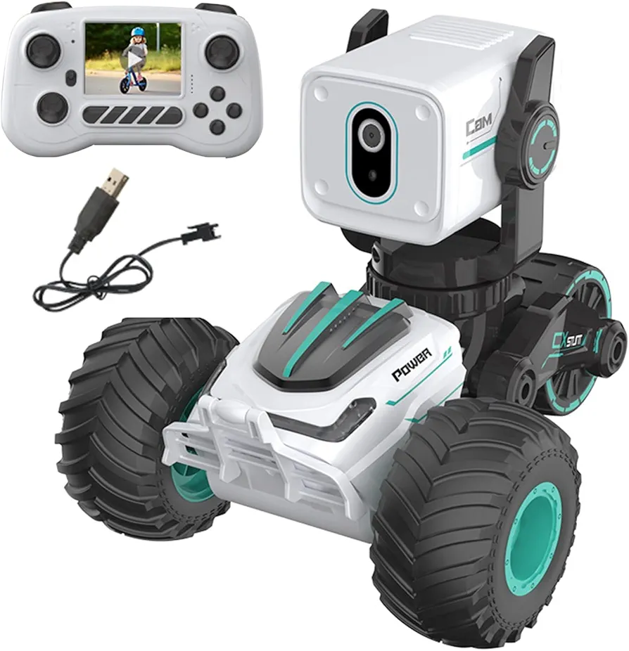 RC Truck with 720P HD Camera, Off-Road Remote Control Truck High Speed RC Vehicle Toy for Toddlers Kids White