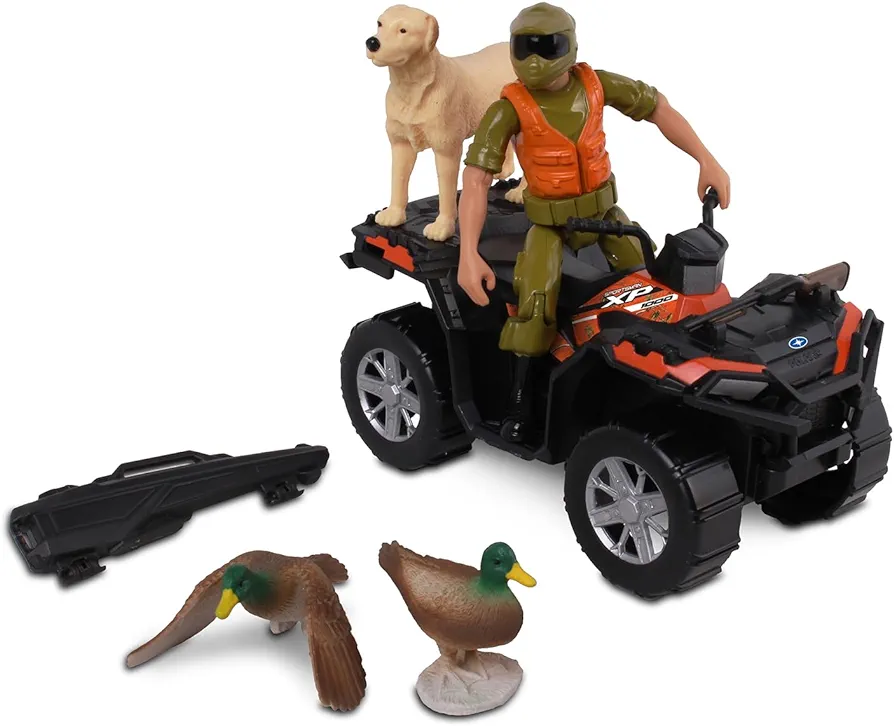 NKOK 1:18 Realtree 8 Piece Polaris Sportsman Duck Hunting Playset, Allows Children to Pretend Play and Use Their Imagination, Hunting Playset, for Ages 3 and up