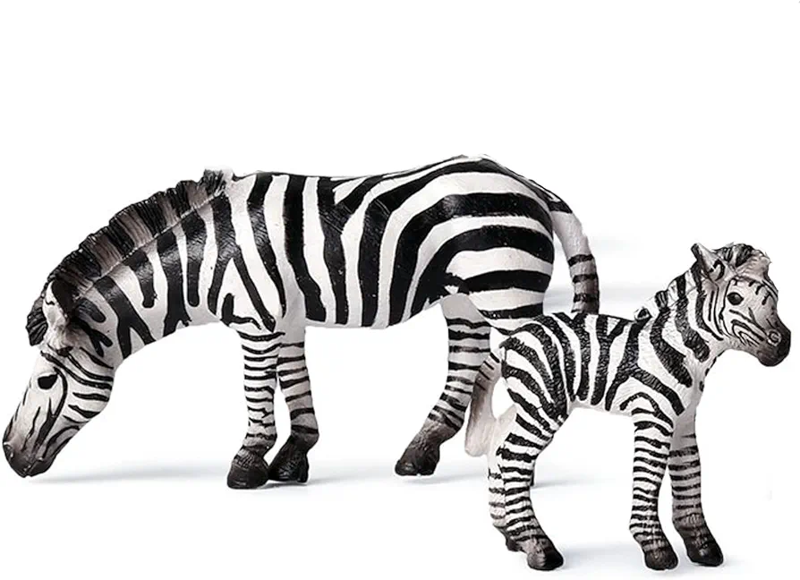 Gemini&Genius Zebras Toys, Wild Life Zoo Animal Figurines African Jungle Animal Action Figure Playset Gift for Kids Educational, Cake Toppers, Party Supplies, Animal Toy Set