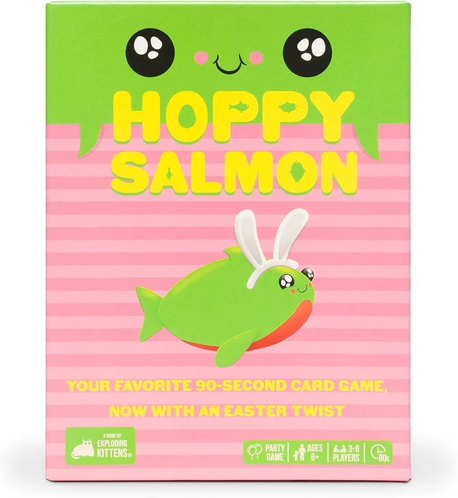 Exploding Kittens Presents: Hoppy Salmon - Quick Card Game for Family Fun - 3-8 Players, Ages 6+ - Quick 90-Second Rounds