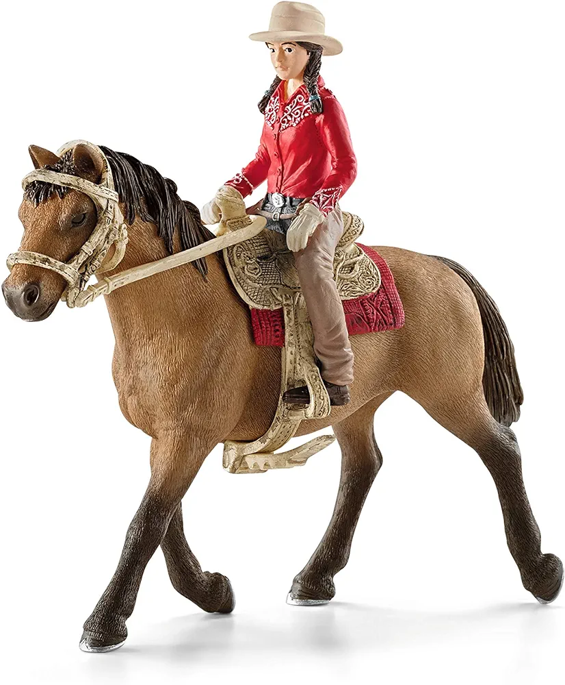 Schleich Horse Club, Western Rodeo Horse Toys for Girls and Boys, Western Rider with Horse Figurine, Ages 5+, 7.1 inch