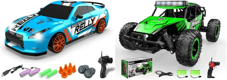 RACENT 1:24 Scale RC Drift Car and 1:16 Scale Fast RC Truck, Perfect Toy Gift for Boys, Girls, Kids