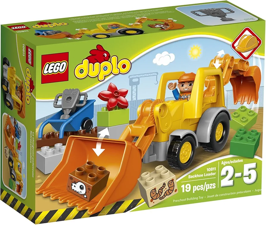 LEGO DUPLO Town Backhoe Loader 10811, Preschool, Pre-Kindergarten Large Building Block Toys for Toddlers