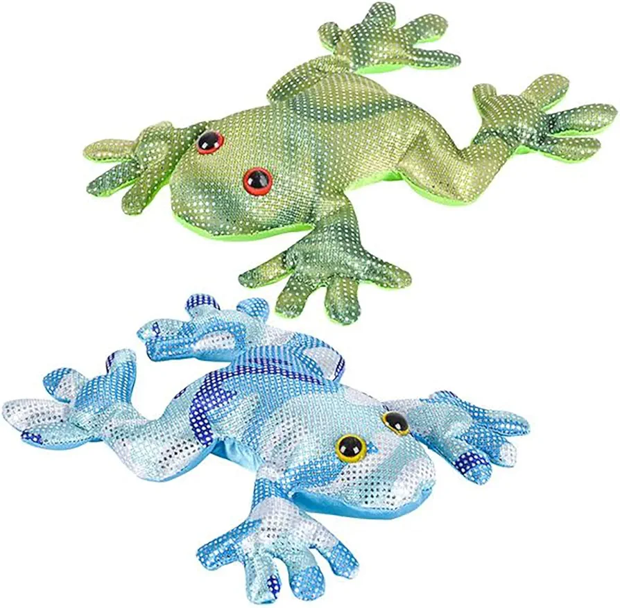 Curious Minds Busy Bags Set of 2 - Frog Sand Filled Animal Toy - Heavy Weighted Sandbag Animal Plush Bean Bag Toss - Shimmering Glitter Sensory, Stress, Fidget Toy ADHD Special Needs Soothing