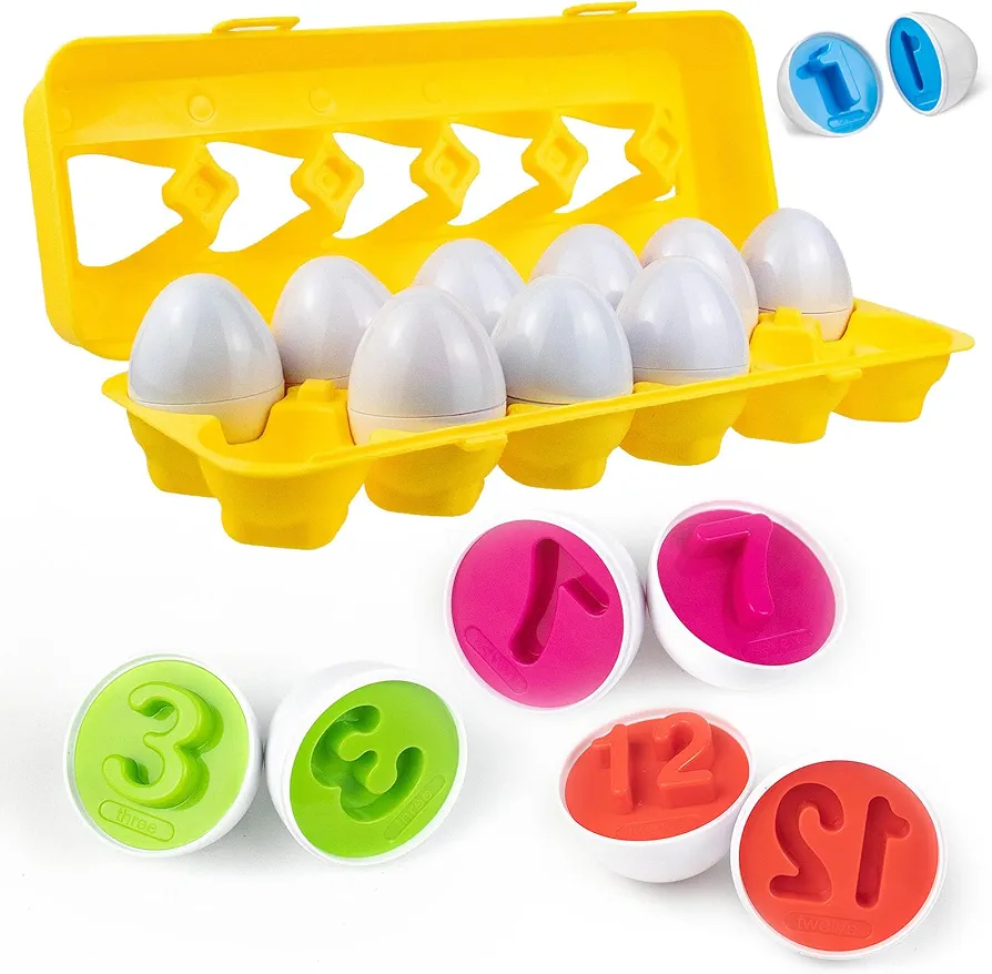 Matching Eggs Easter Egg 12pcs Set Color & Number Recoginition Sorter Puzzle Toys Montessori Gifts for Boys Girls