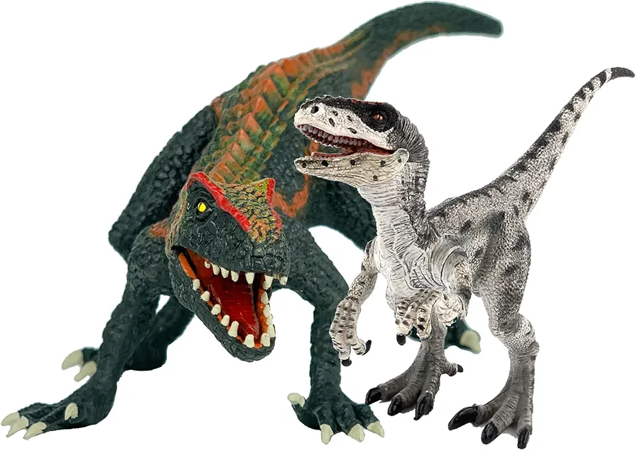 Gemini&Genius Velociraptor Dinosaur Toys for Kids, Raptor Dino with Moveable Jaw and Hands Dinosaur Toys- Dino Toy Figurines -Great Gifts, Collections, Room Decors for Kids (2pcs)