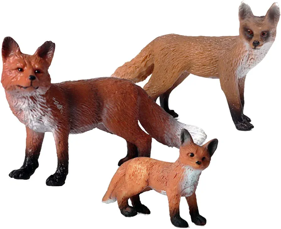 Toddmomy Fox Toy Figurine 3Pcs Animal Toys Plastic Fox Toys Wild Animal Figure Jungle Animal Fox Playset Cake Topper Fox Party Favors Educational Toy Christmas Birthday Supplies