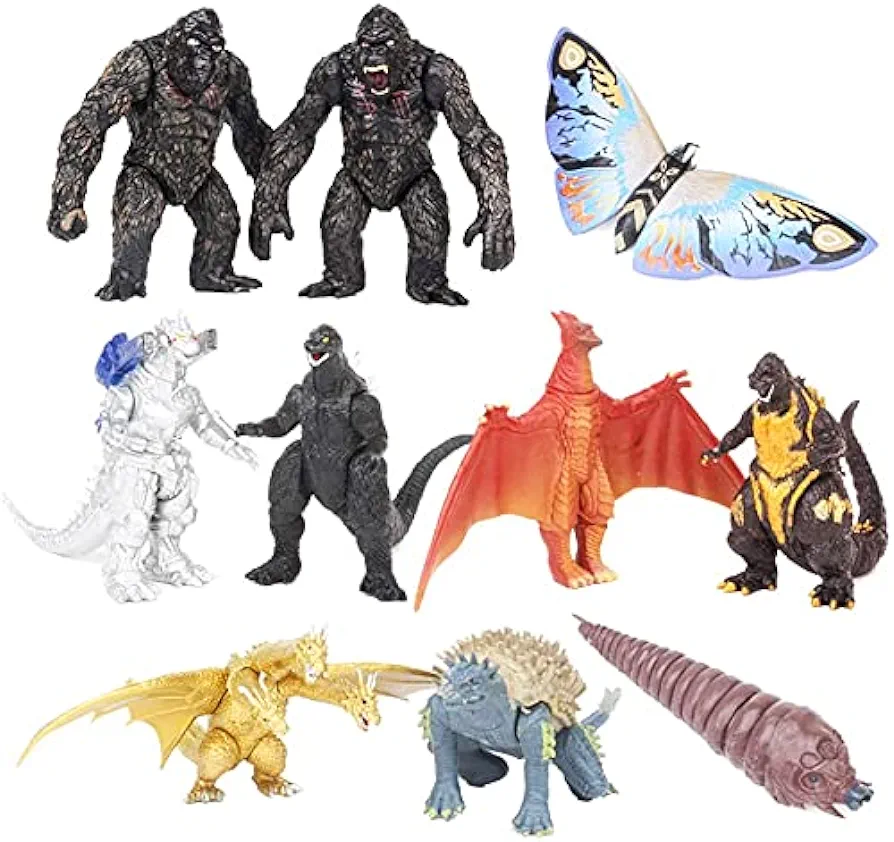 Set of 10 Action Figures King of The Monsters Dragon VS Kong Mini Monster Orangutan Playsets