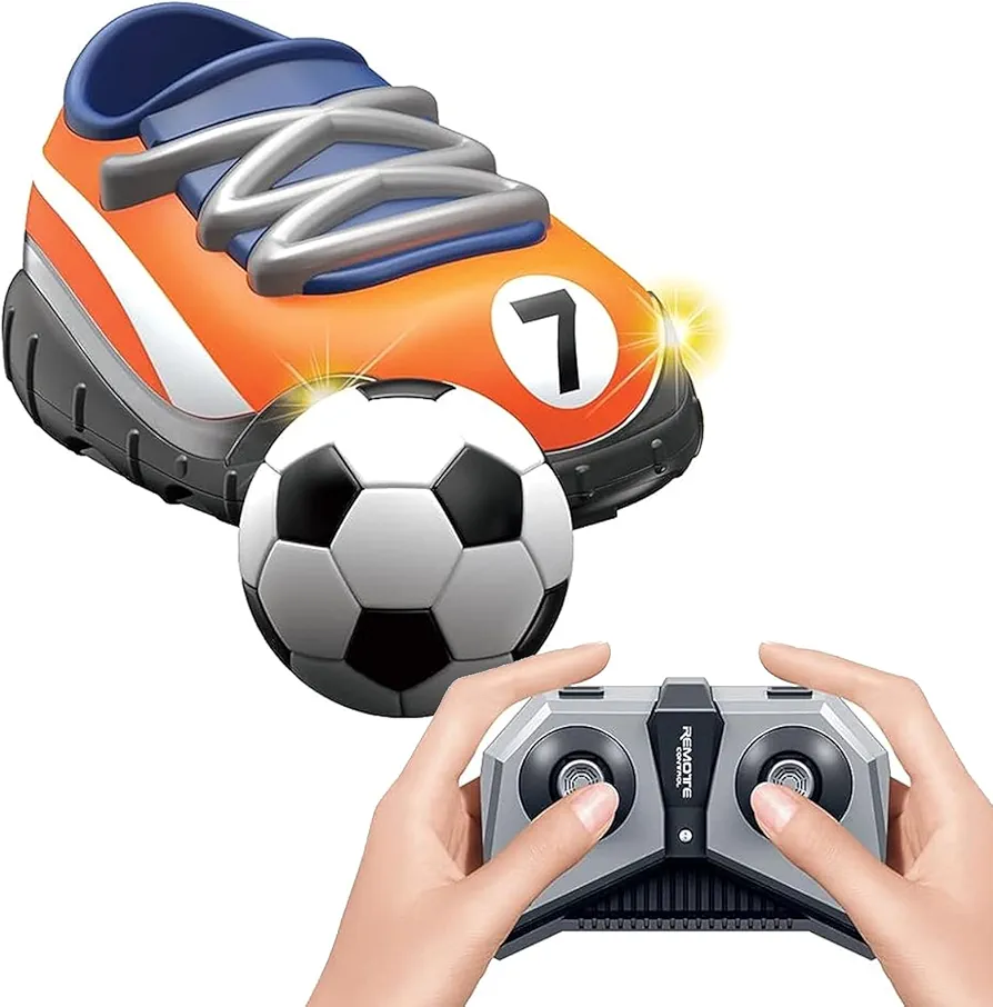 2.4G Remote Control Car RC Football Soccer Shoes Car with LED Lights Kids Interactive Educational Toys (Orange-Just One Car Included)